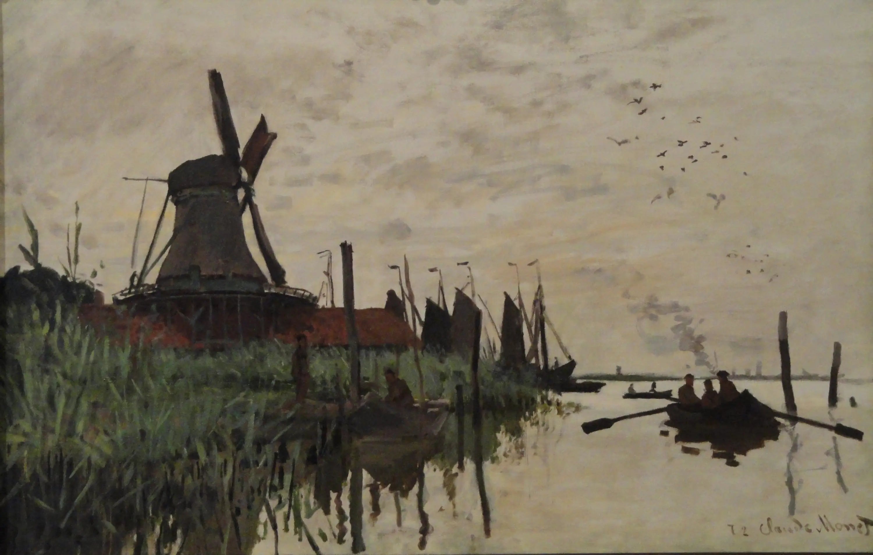 Moulin à vent et bateaux près de Zaandam - Claude Monet image 1 reproduction réalisée par Alpha Reproduction