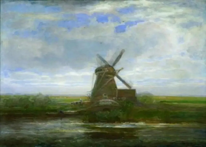โรงสี Oostzijdse กับพระอาทิตย์ตกแบบพาโนรามา, โรงสีอยู่กลาง - Piet Mondrian