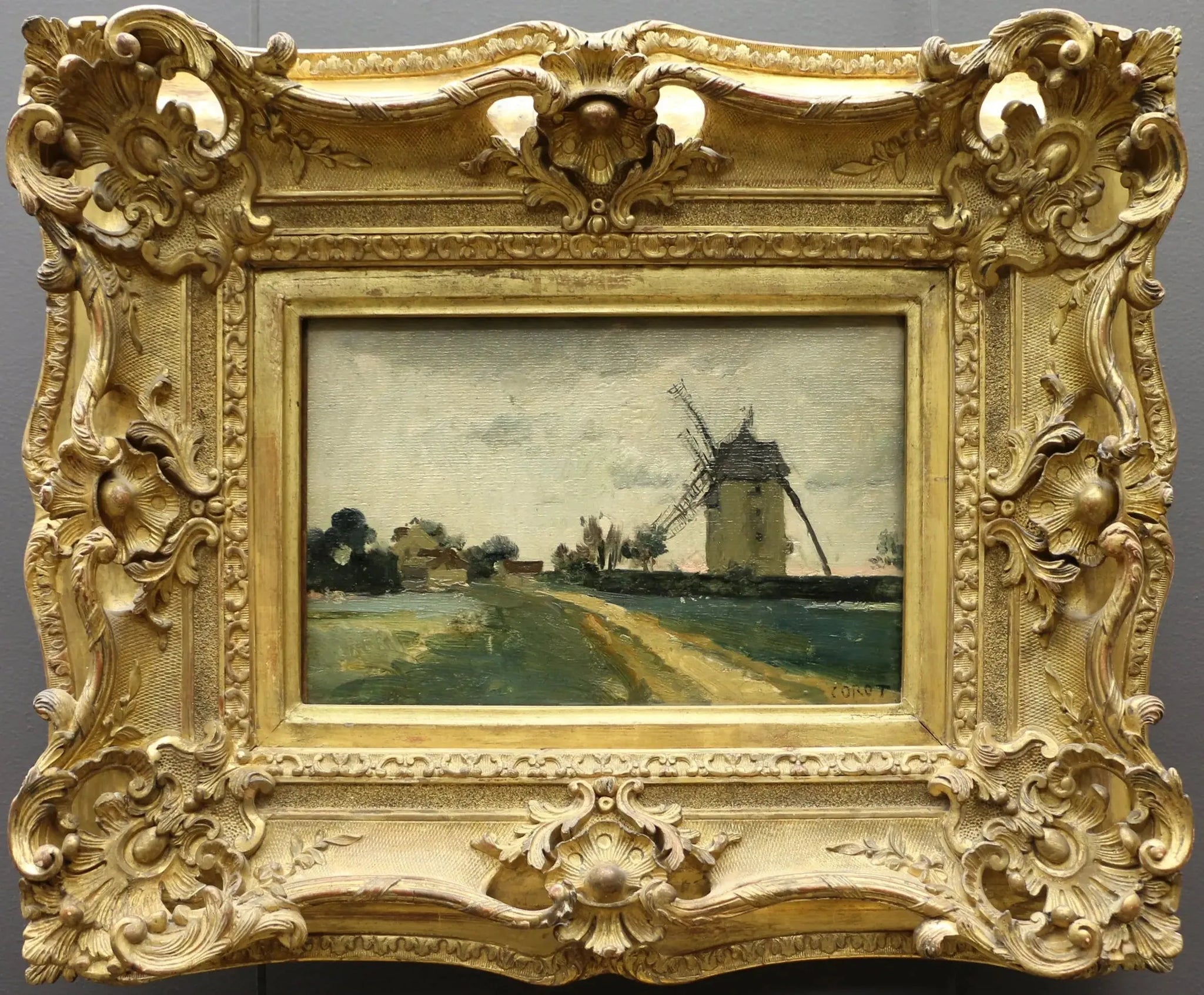Moulins à vent jumeaux sur la butte de Picardie - Jean-Baptiste Camille Corot image 1 copie peinte à la main à l’huile