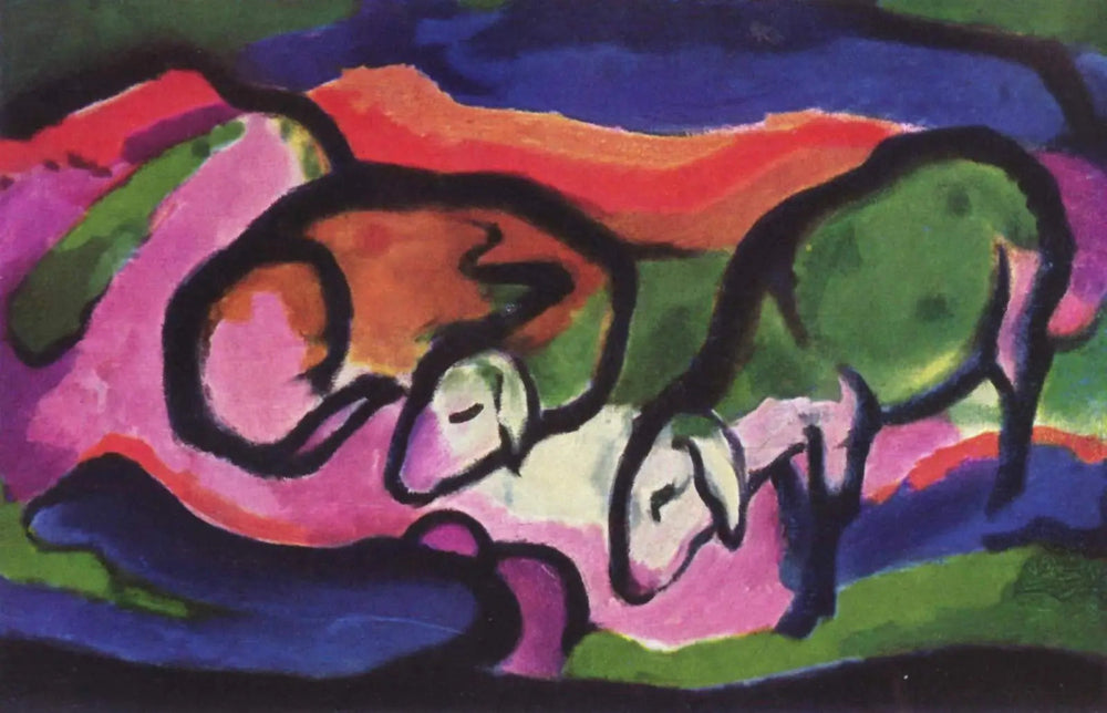 Mouton - Franz Marc image 1 reproduction de peinture à l’huile