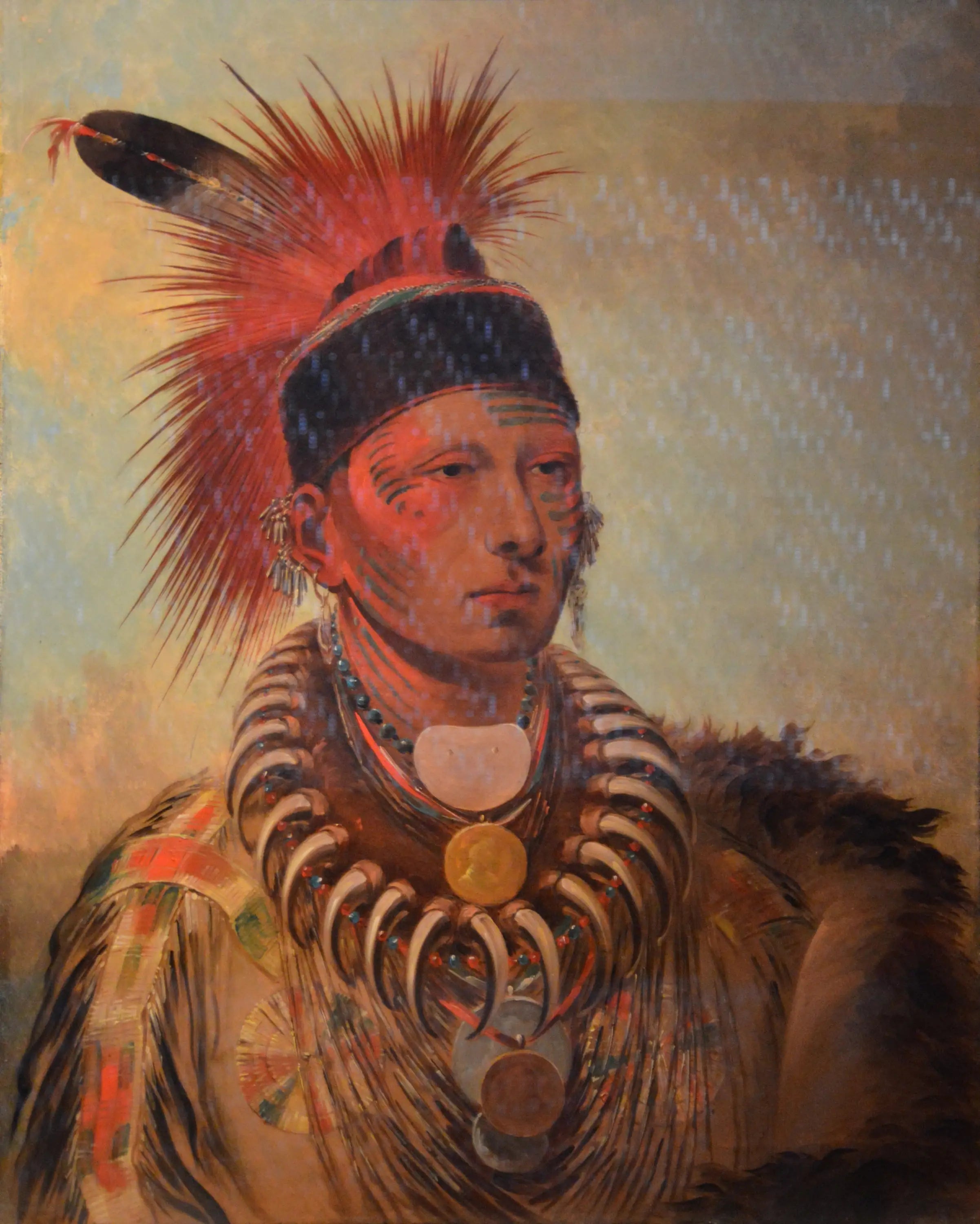 Mu-hu-she-kaw (Le nuage blanc) - George Catlin image 1 reproduction de peinture à l’huile