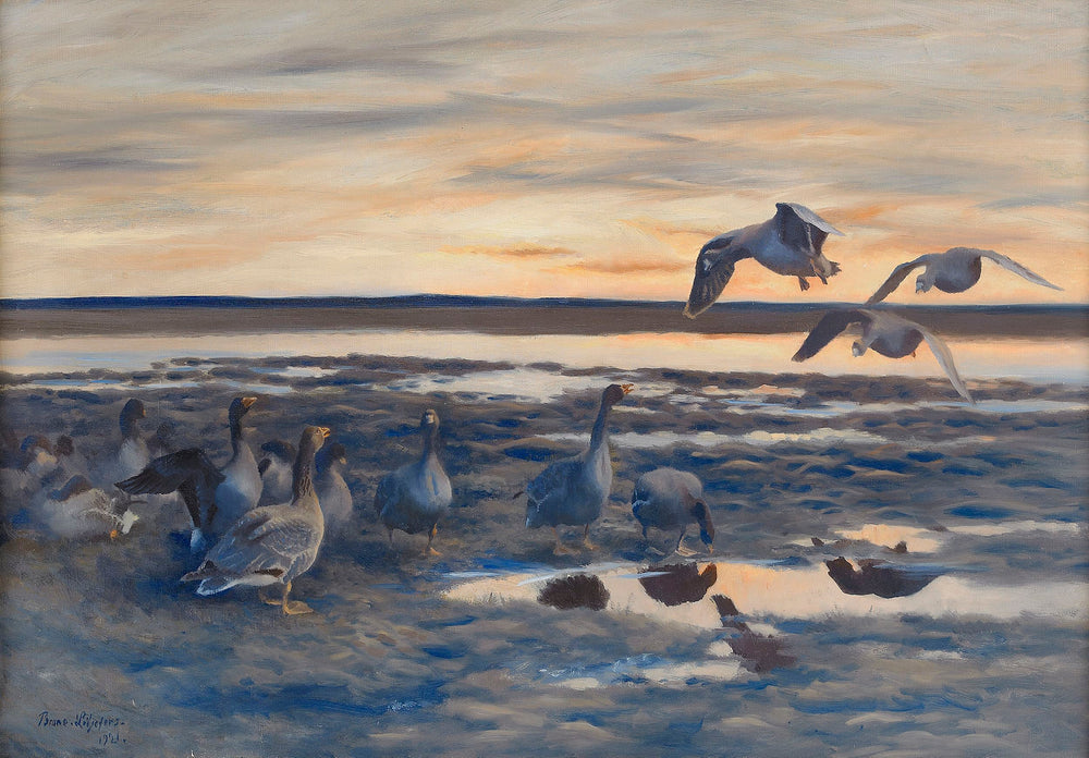 mue des oies des haricots - Bruno Liljefors image 1 reproduction de peinture à l’huile