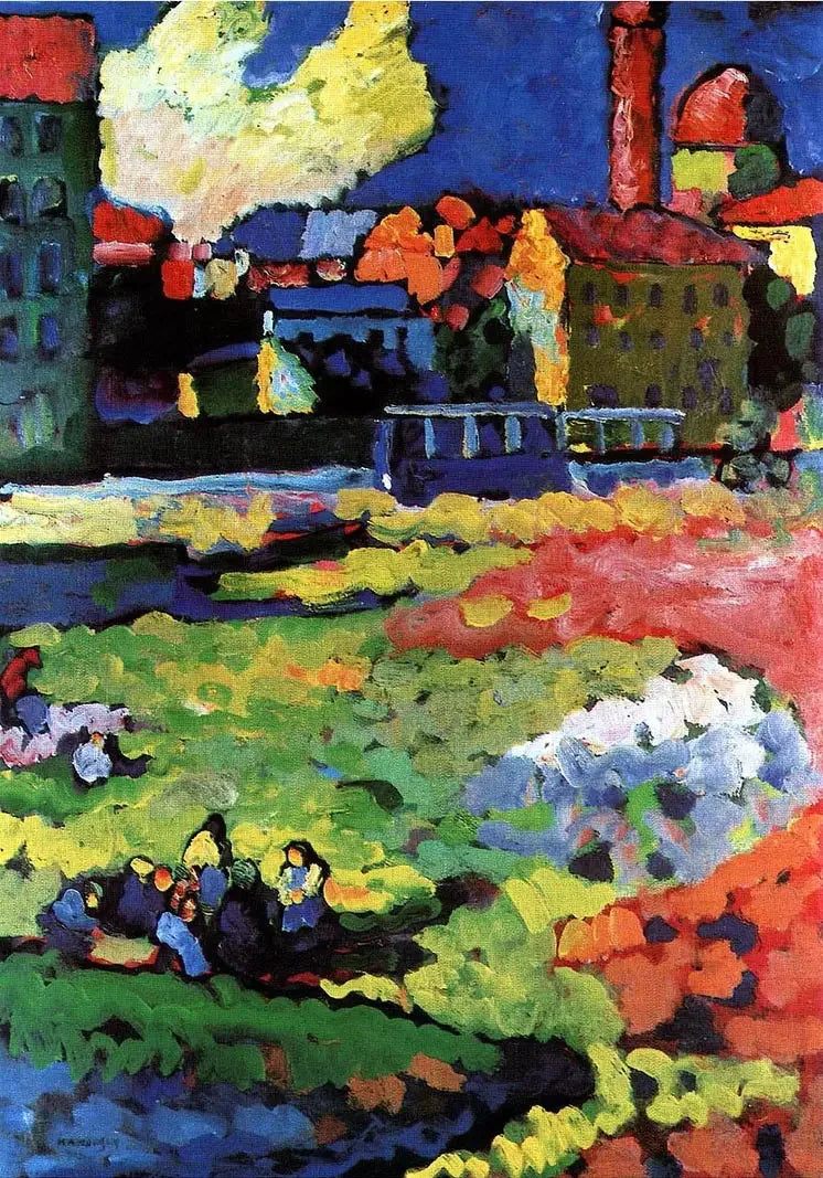 Munich-Schwabing avec l'église Sainte-Ursule - Vassily Kandinsky image 1 reproduction artisanale de tableau