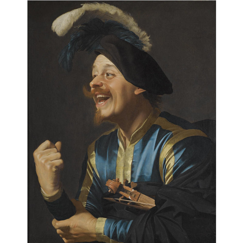 นักดนตรีหัวเราะพร้อมไวโอลินใต้แขน - Gerrit van Honthorst