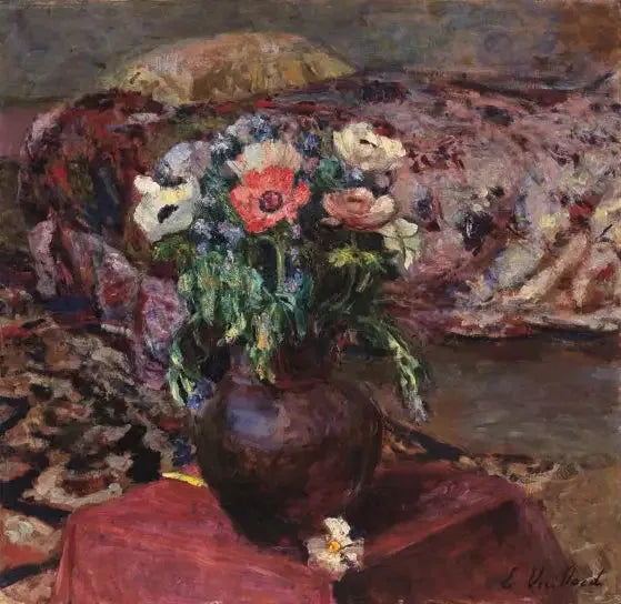 Myosotis et anémones - Édouard Vuillard
มิโอโซติและดอกอีแอนาเมนส์ - Édouard Vuillard