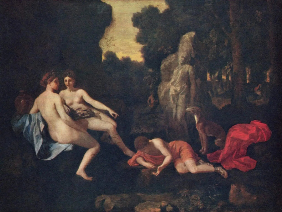 Narcisse avec deux nymphes et Écho - Nicolas Poussin
นาร์ซิสกับนางไม้สองคนและอีโค - นิโคลัส ปูซิน