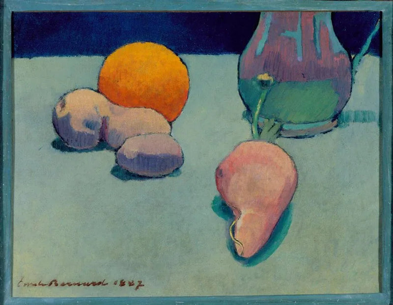 ภาพศิลปะแนวธรรมชาติที่มีส้มและเหยือก - Émile Bernard
