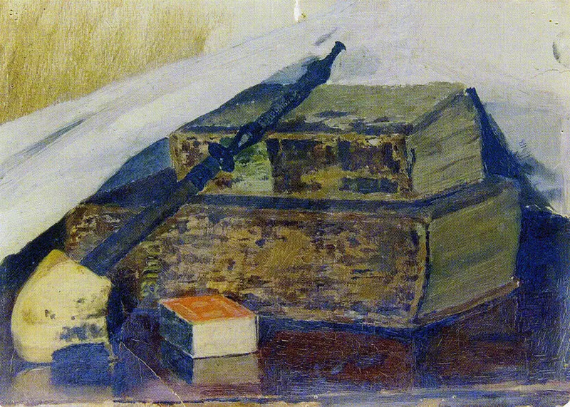 นามธรรมที่มีท่อและพระคัมภีร์ - เอ็ดวาร์ด มุนช์