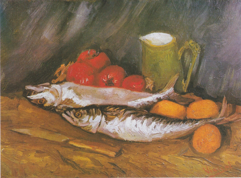 ภาพนิ่งของปลาซาร์ดีน มะนาว และมะเขือเทศ - Vincent van Gogh