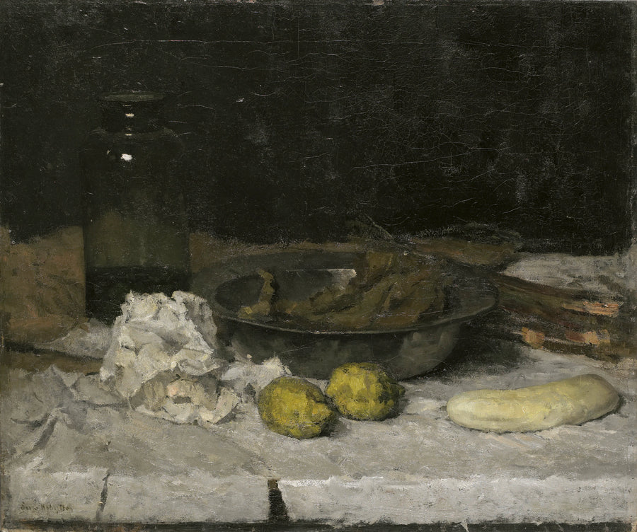 Nature morte au plat et à la bouteille en étain - Suze Robertson