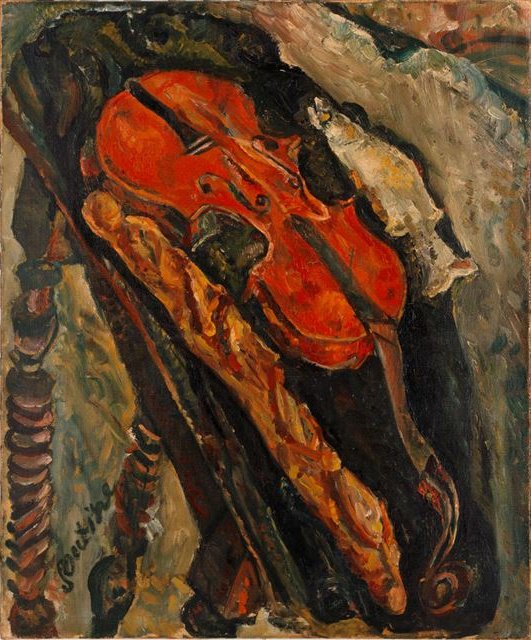 Nature morte au violon pain et poisson - Chaïm Soutine - Alpha Reproduction
