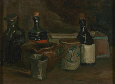 Reproduction du tableau « Nature morte aux bouteilles et à la faïence - Vincent van Gogh » par Alpha Reproduction en peinture à l’huile