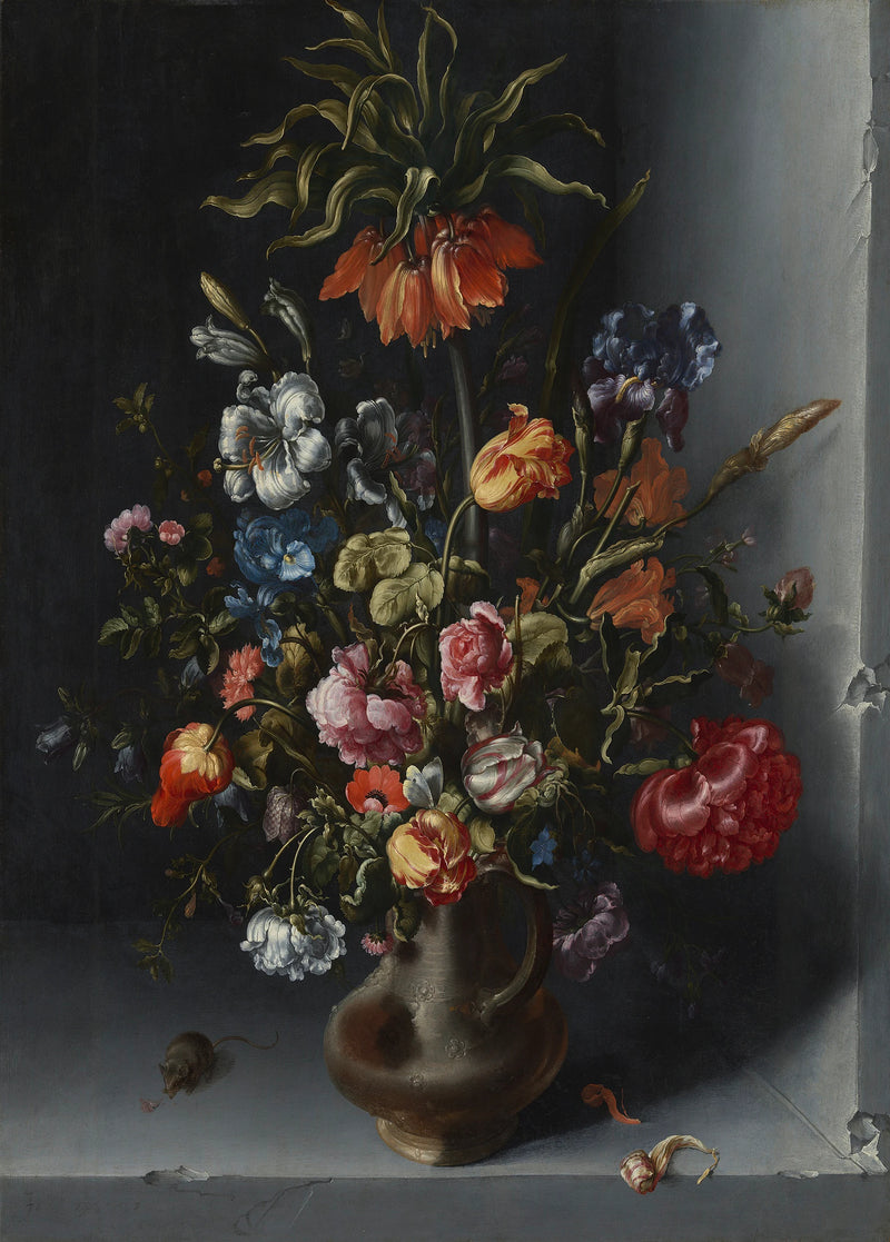 Nature morte aux fleurs avec une couronne impériale dans une niche en pierre - Jacob Vosmaer