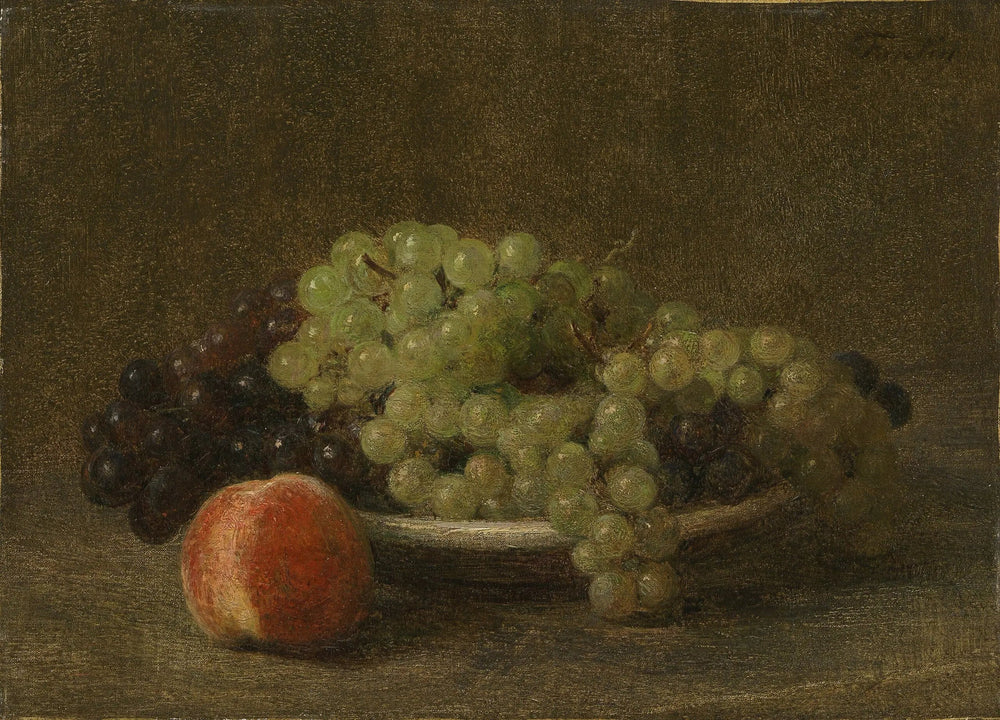 Nature morte aux raisins et à la pêche - Henri Fantin-Latour image 1 reproduction de peinture à l’huile