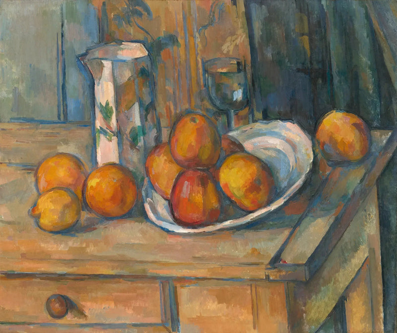 ภาพนิ่งพร้อมเหยือกนมและผลไม้ - Paul Cézanne
