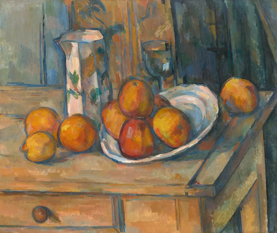 ภาพนิ่งพร้อมเหยือกนมและผลไม้ - Paul Cézanne