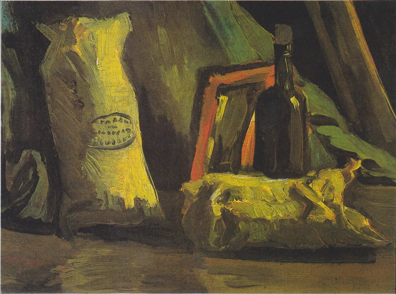 ภาพนิ่งพร้อมถุงสองใบและขวด - Vincent van Gogh