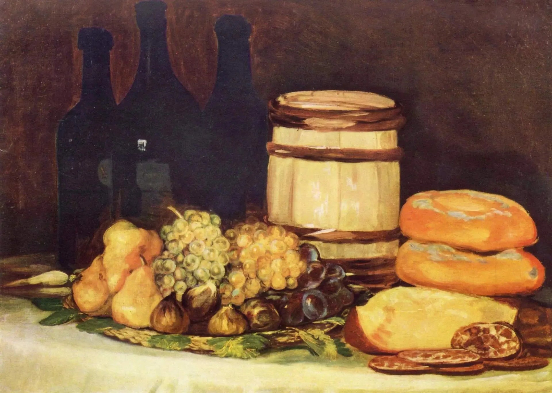 Nature morte avec fruits, bouteilles, pains - Francisco de Goya image 1 reproduction de peinture à l’huile