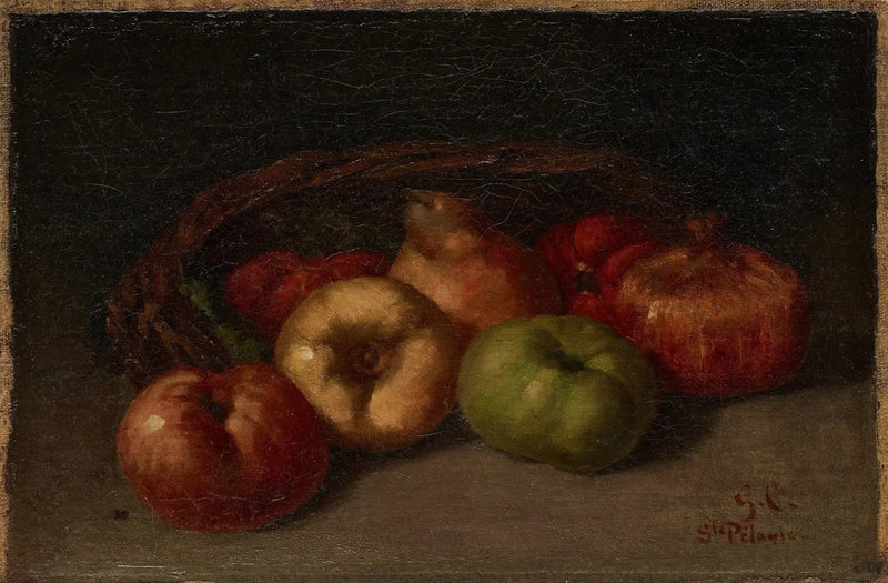 ภาพศพธรรมชาติพร้อมแอปเปิล, ลูกแพร์ และทับทิม - Gustave Courbet