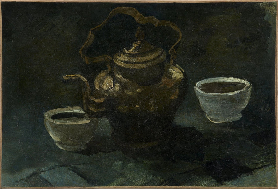 ภาพนิ่ง, กาน้ำทองแดงและชามสีขาวสองใบ - Vincent van Gogh