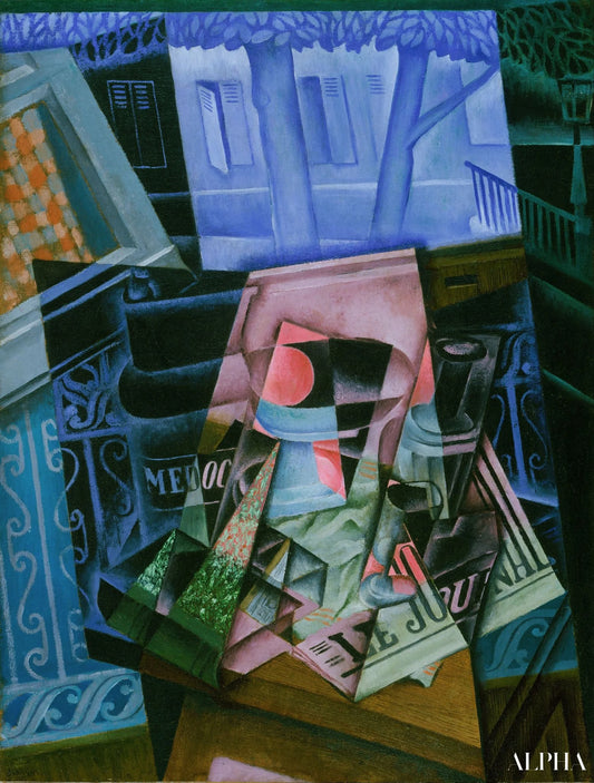Nature morte devant une fenêtre ouverte, Place Ravignan - Juan Gris - Reproductions de tableaux et peintures haut de gamme