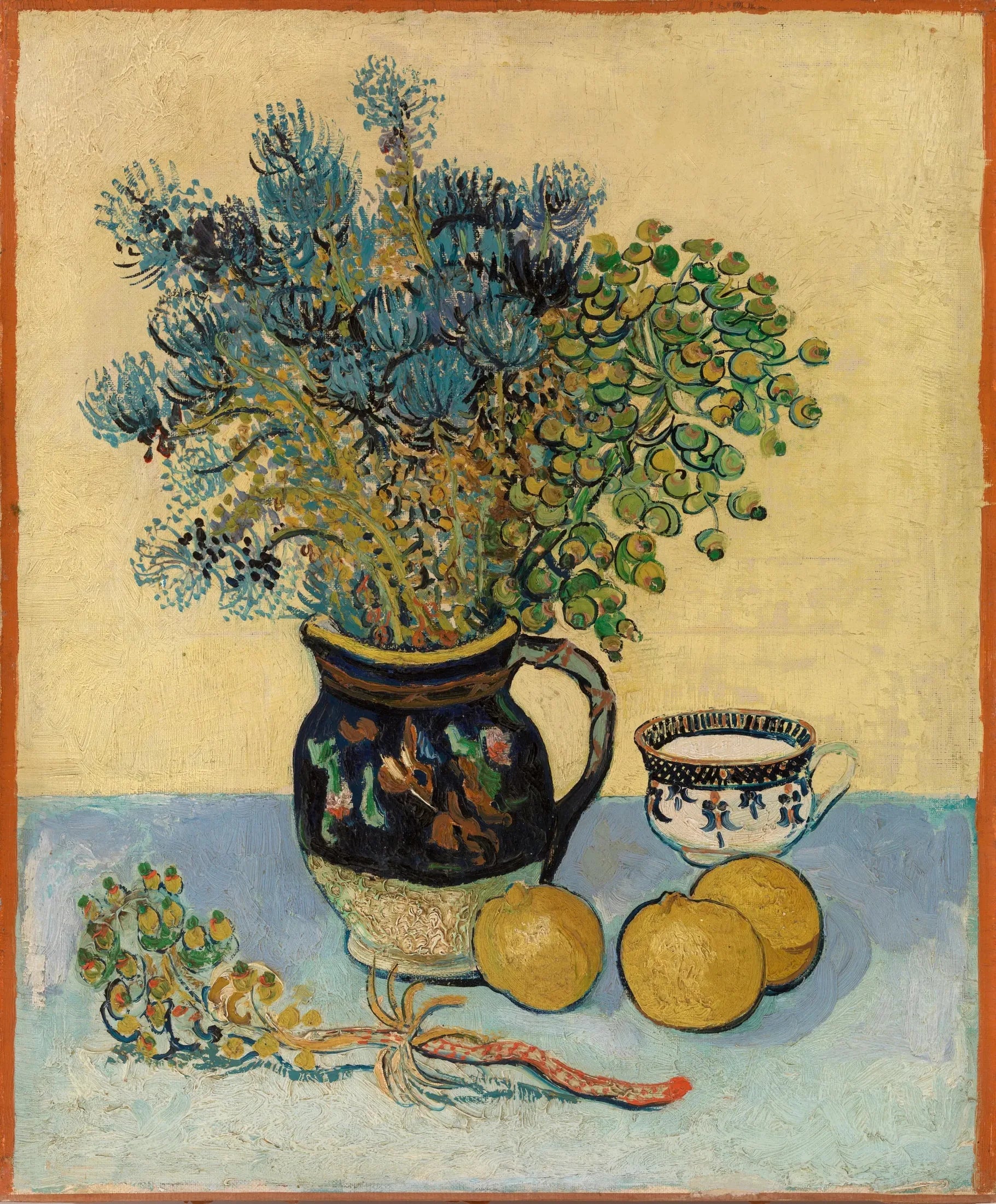 Nature morte : majolique aux fleurs sauvages - Vincent van Gogh image 1 reproduction de peinture à l’huile