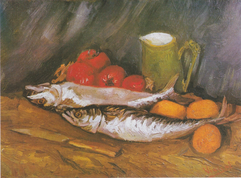 ภาพนิ่งของปลาซาร์ดีน มะนาว และมะเขือเทศ - Vincent van Gogh