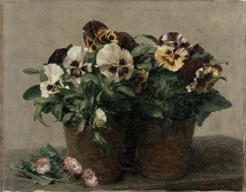 Nature morte : pensées et marguerites - Henri Fantin-Latour image 1 copie de tableau peinte à la main