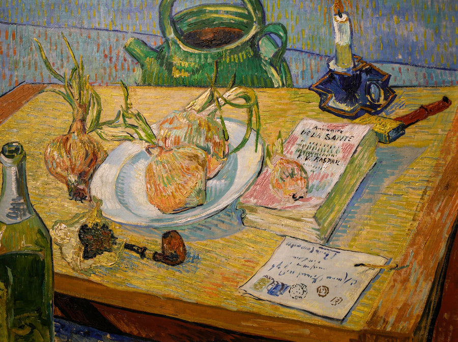 ภาพนิ่งพร้อมกระดานวาดภาพและหัวหอม - Vincent van Gogh