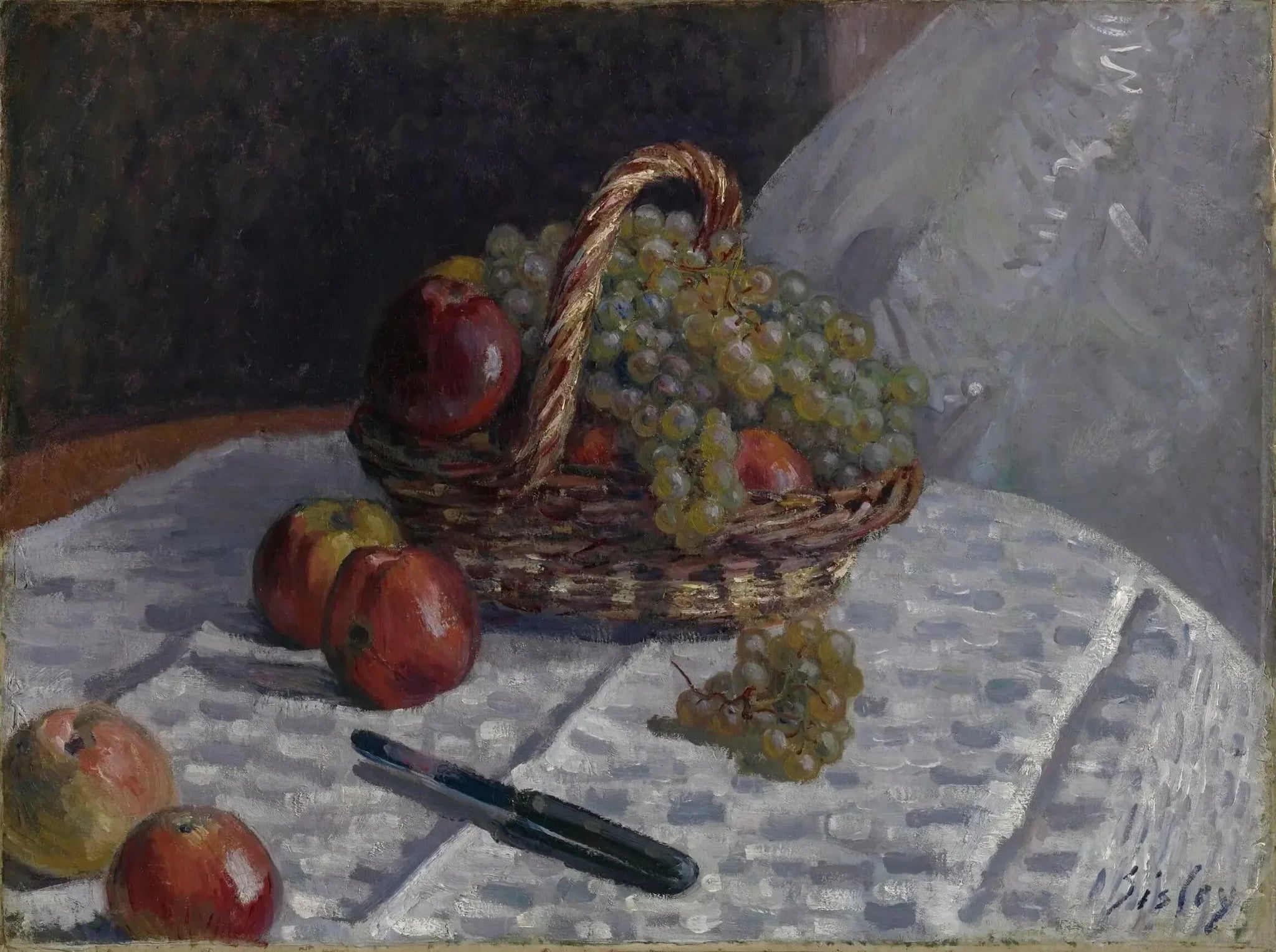 Nature morte, pommes et raisins - Alfred Sisley image 1 reproduction artisanale de tableau