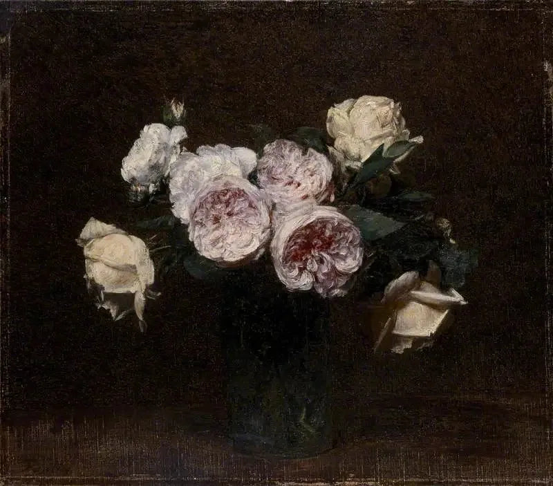 Nature morte : roses roses, blanches et jaunes - Henri Fantin-Latour image 1 reproduction artisanale de tableau