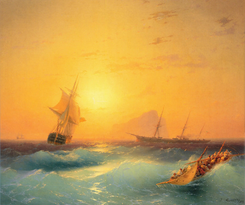 การนำทางแบบอเมริกันนอกชายฝั่งของหิน Gibraltar - Ivan Aïvazovski