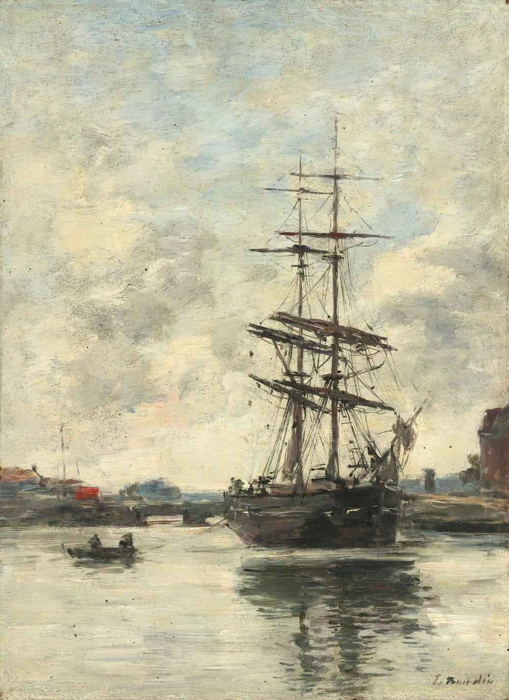 Navire sur la Touques - Eugène Boudin image 1 copie de tableau peinte à la main
