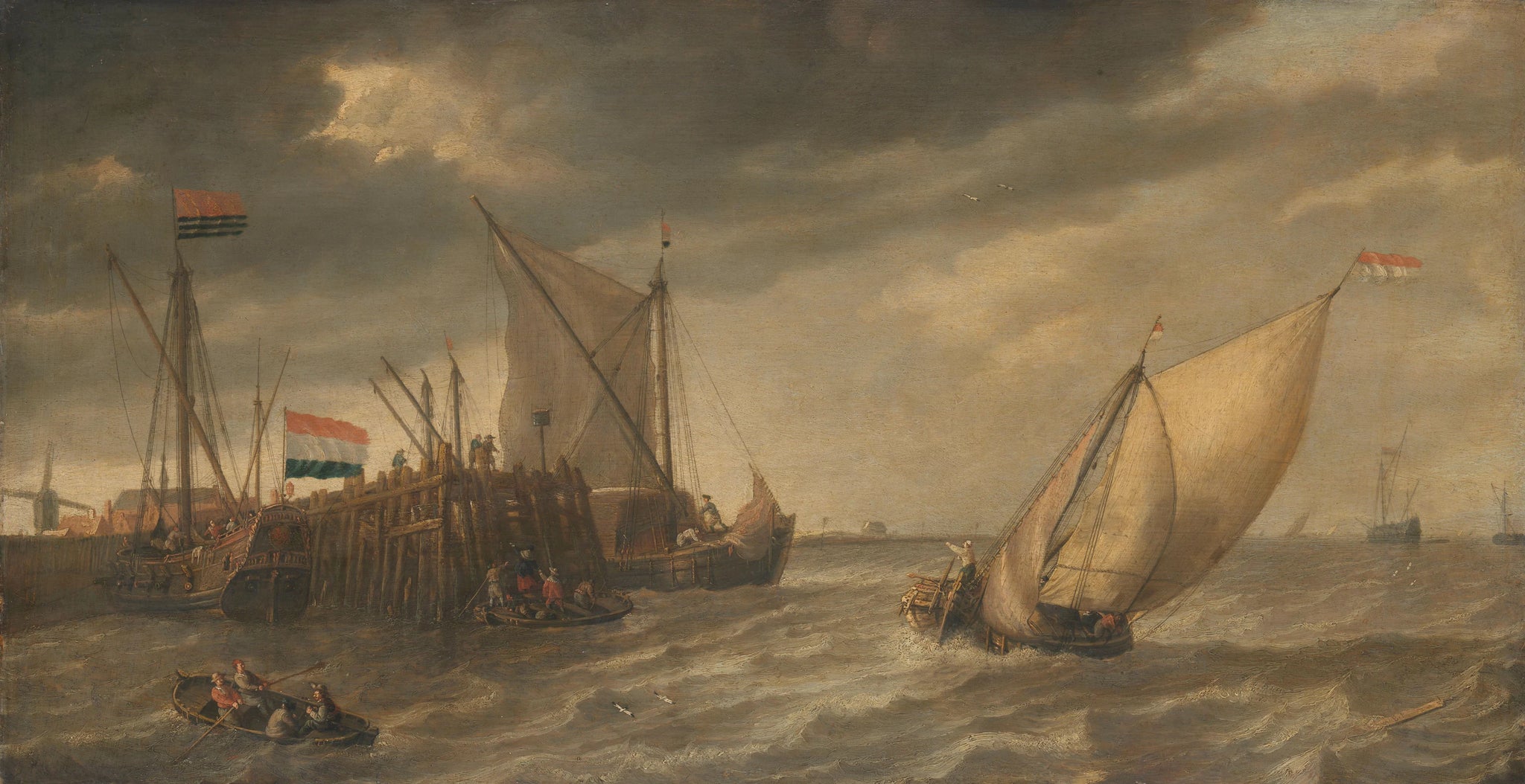 Navires à une jetée - Bonaventura Peeters