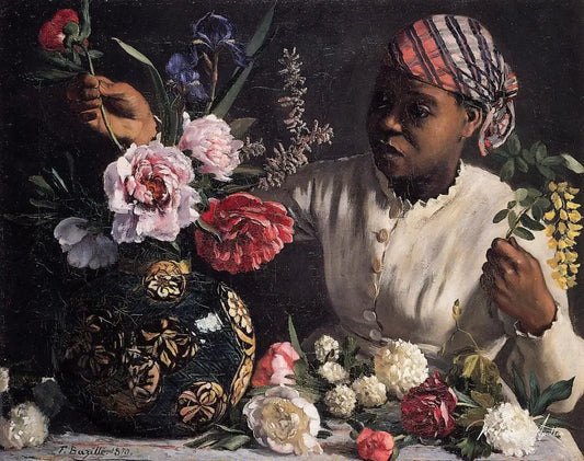 Négresse aux pivoines - Frédéric Bazille - Reproductions de tableaux et peintures haut de gamme