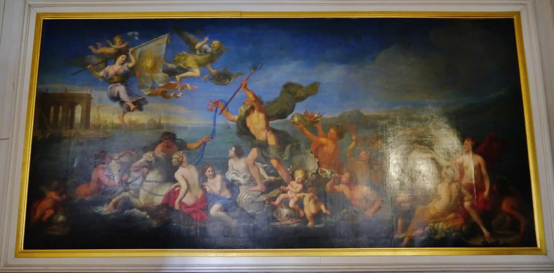 Neptune offrant ses richesses à la France. Allégorie à Louis XIV - Pierre Mignard image 1 copie de tableau peinte à la main