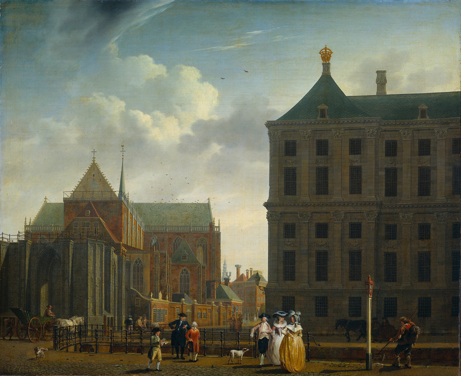 La Nieuwe Kerk et l'hôtel de ville sur la place du Dam à Amsterdam - Isaak Ouwater