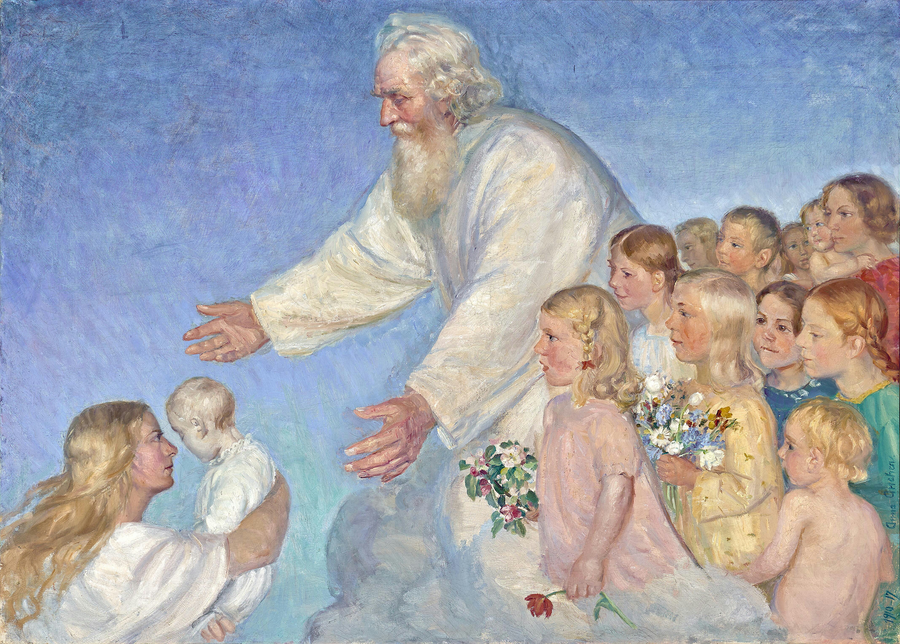พระผู้เป็นเจ้าของเรา รับเด็กที่เสียชีวิตแล้ว - Anna Ancher