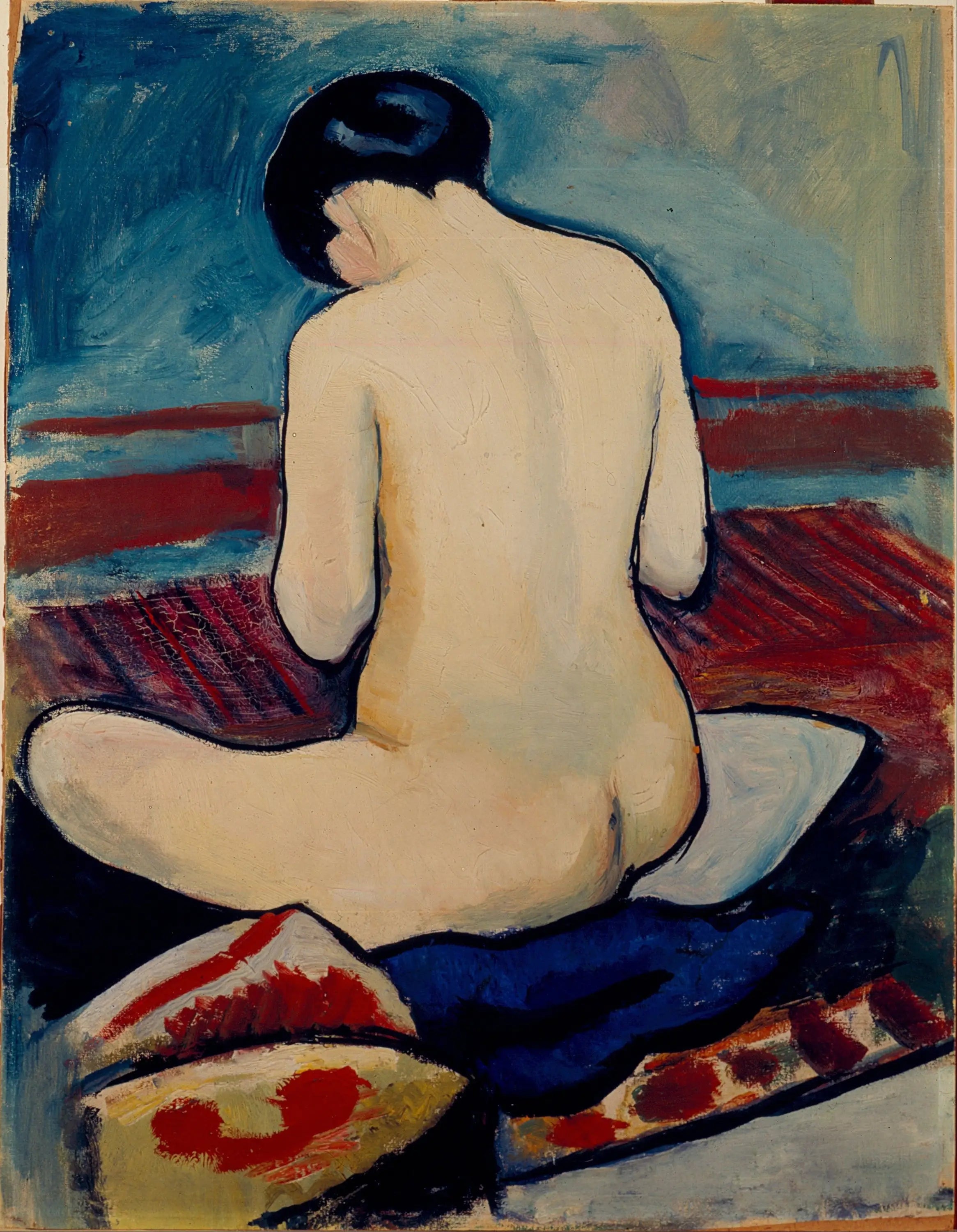 Nu assis avec un oreiller - August Macke image 1 reproduction d’œuvre d’art à l’huile