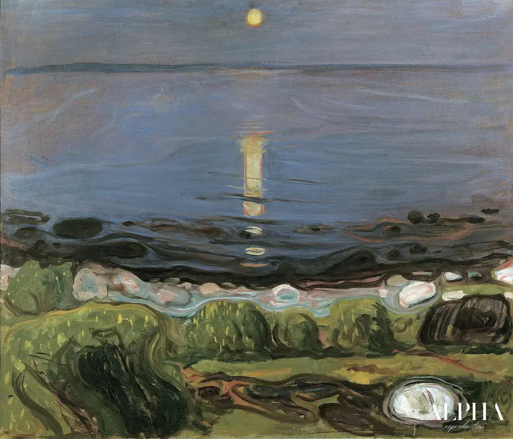 Nuit d'été sur la plage - Edvard Munch - Reproductions de tableaux et peintures haut de gamme