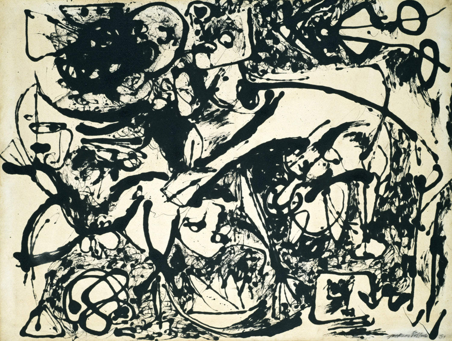 Numéro 8, 1951 « Black Flowing » - Jackson Pollock image 1 reproduction d’œuvre d’art à l’huile
