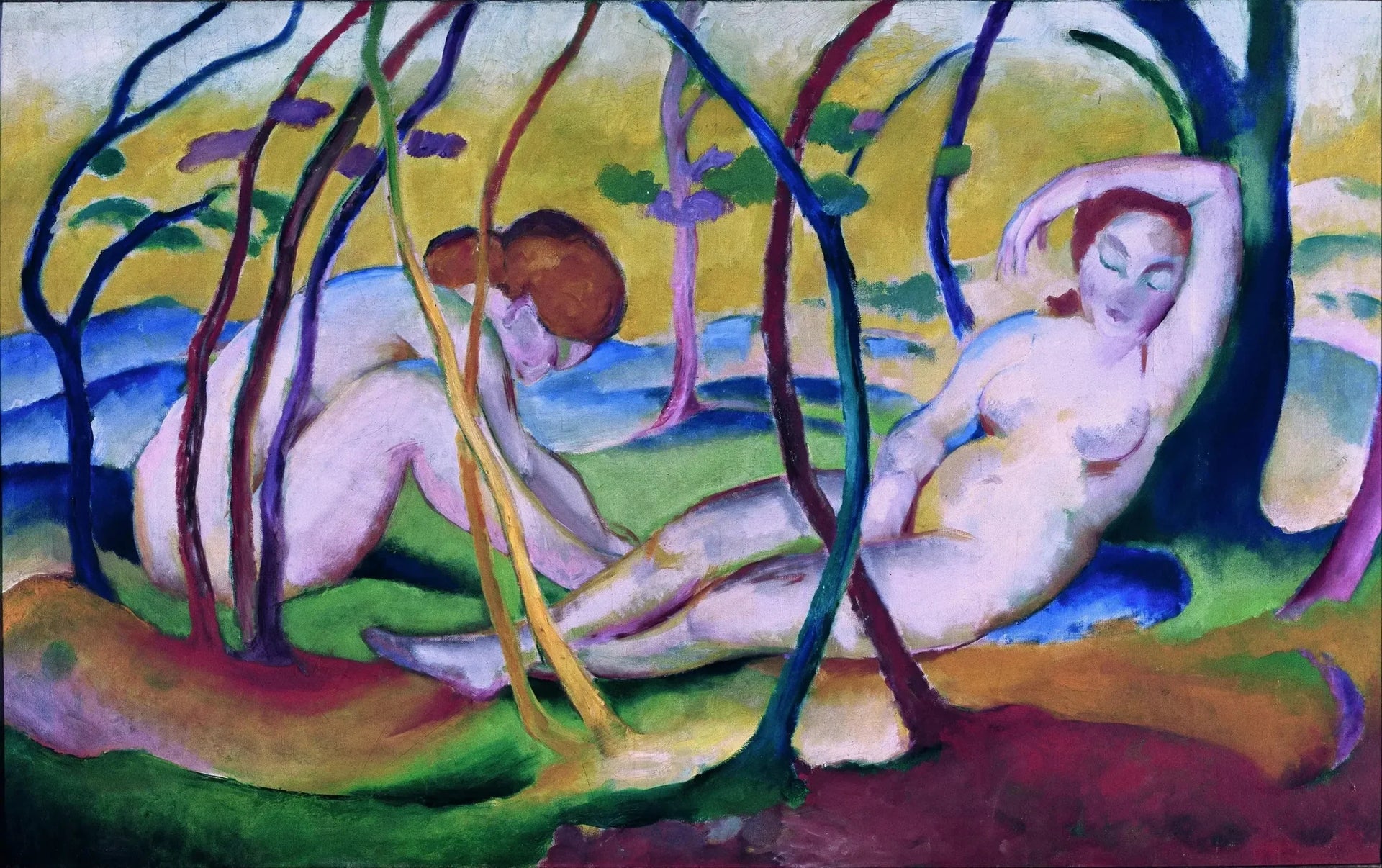 Nus sous les arbres - Franz Marc image 1 reproduction de peinture à l’huile