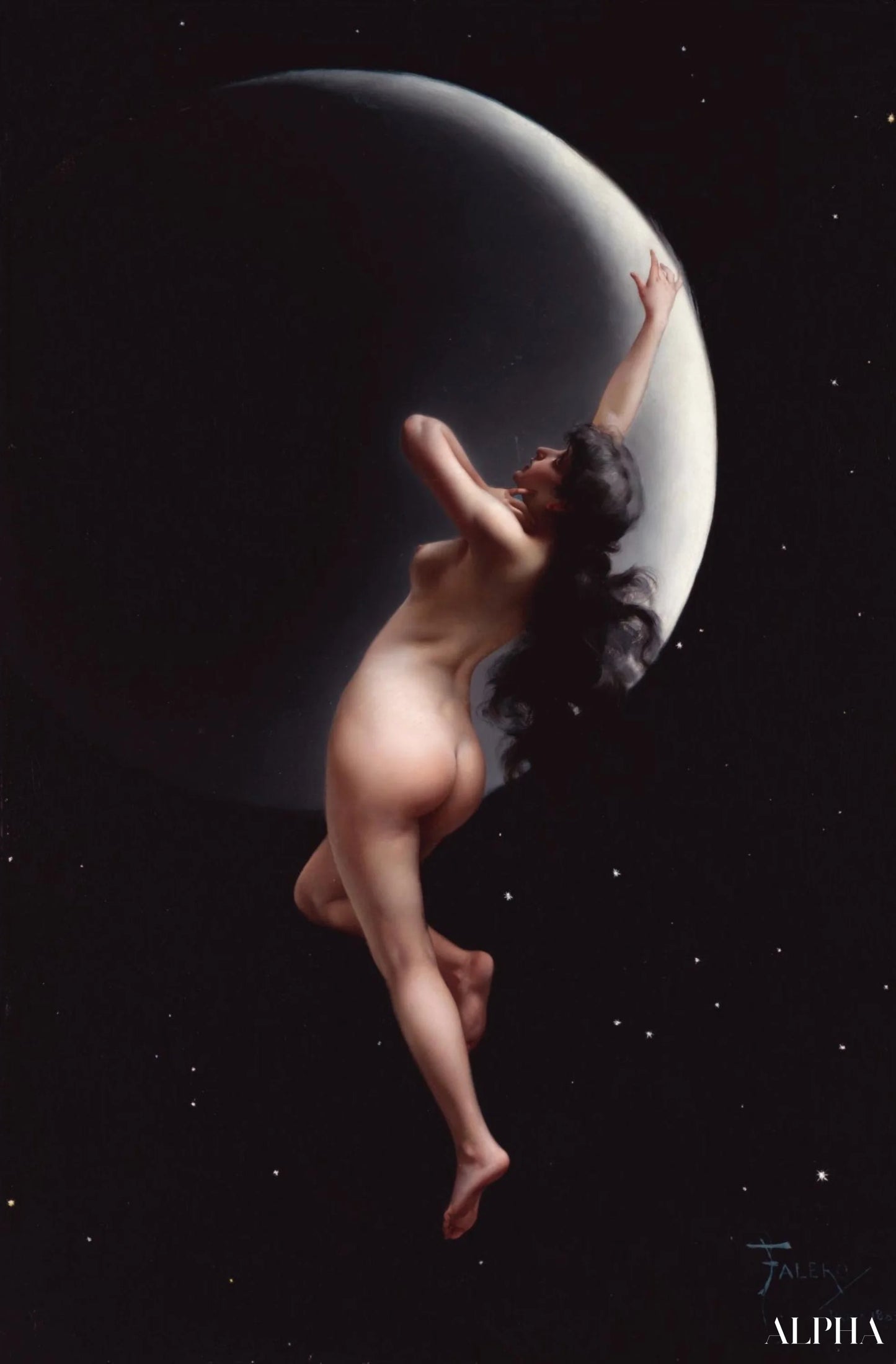 Nymph of the Moon - Luis Ricardo Falero - High-end reproductions of paintings and artworks