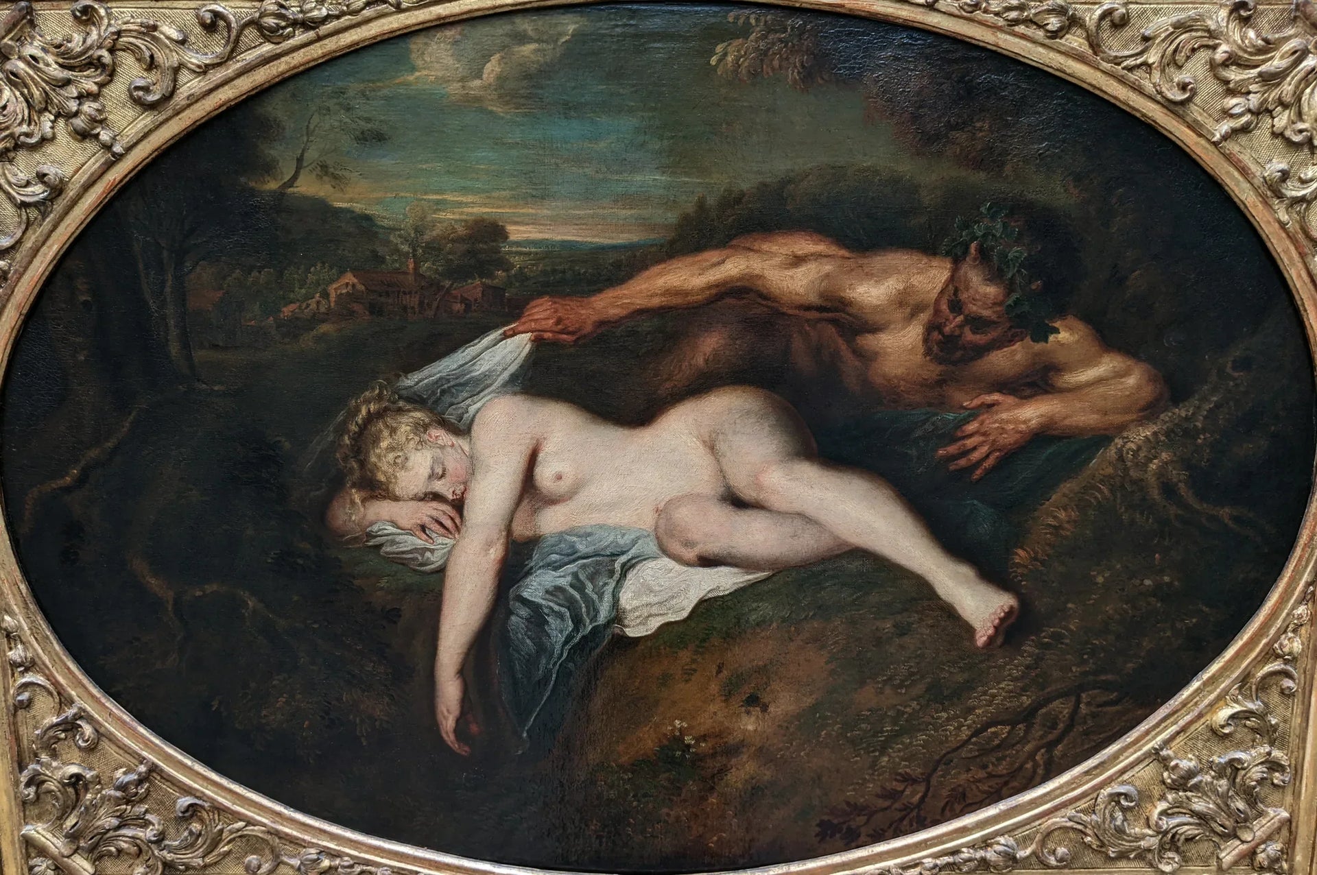 Nymphe et Satyre - Antoine Watteau image 1 copie peinte à la main à l’huile