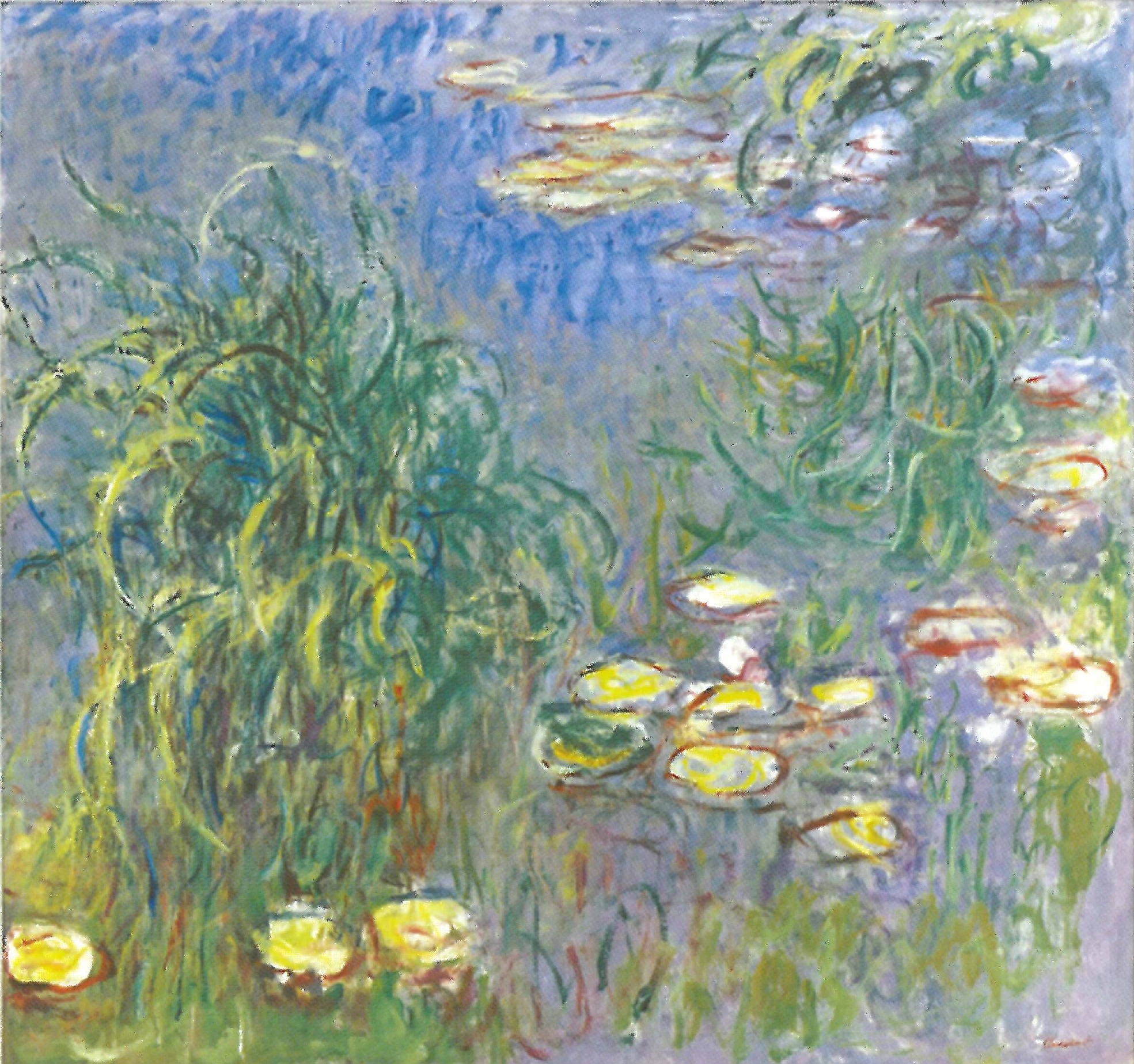 Nymphéas, bouquet d’herbes de Claude Monet, 1914–1917 – Chichu Art Museum, 200 × 213 cm, Wildenstein 1817