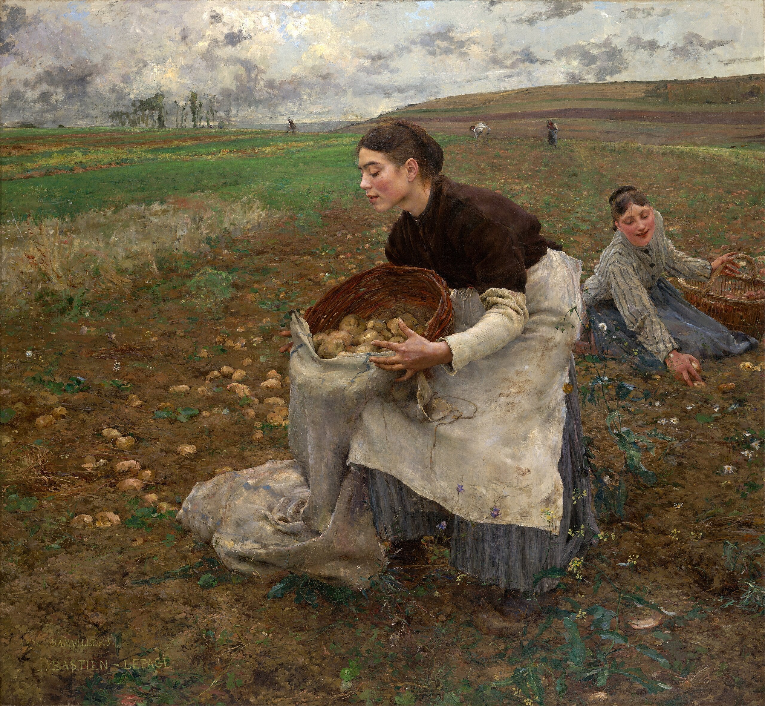 Octobre, récolte des pommes de terre - Jules Bastien-Lepage image 1 copie peinte à la main à l’huile