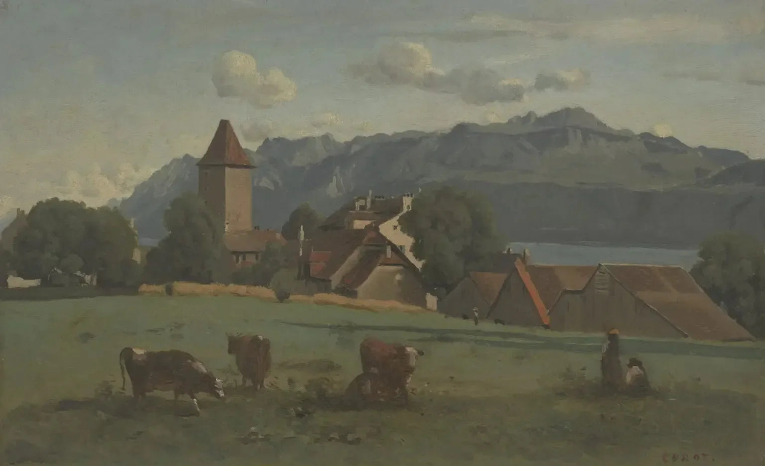 Ouchy, près de Lausanne - Jean-Baptiste Camille Corot image 1 tableau peint à l’huile sur toile