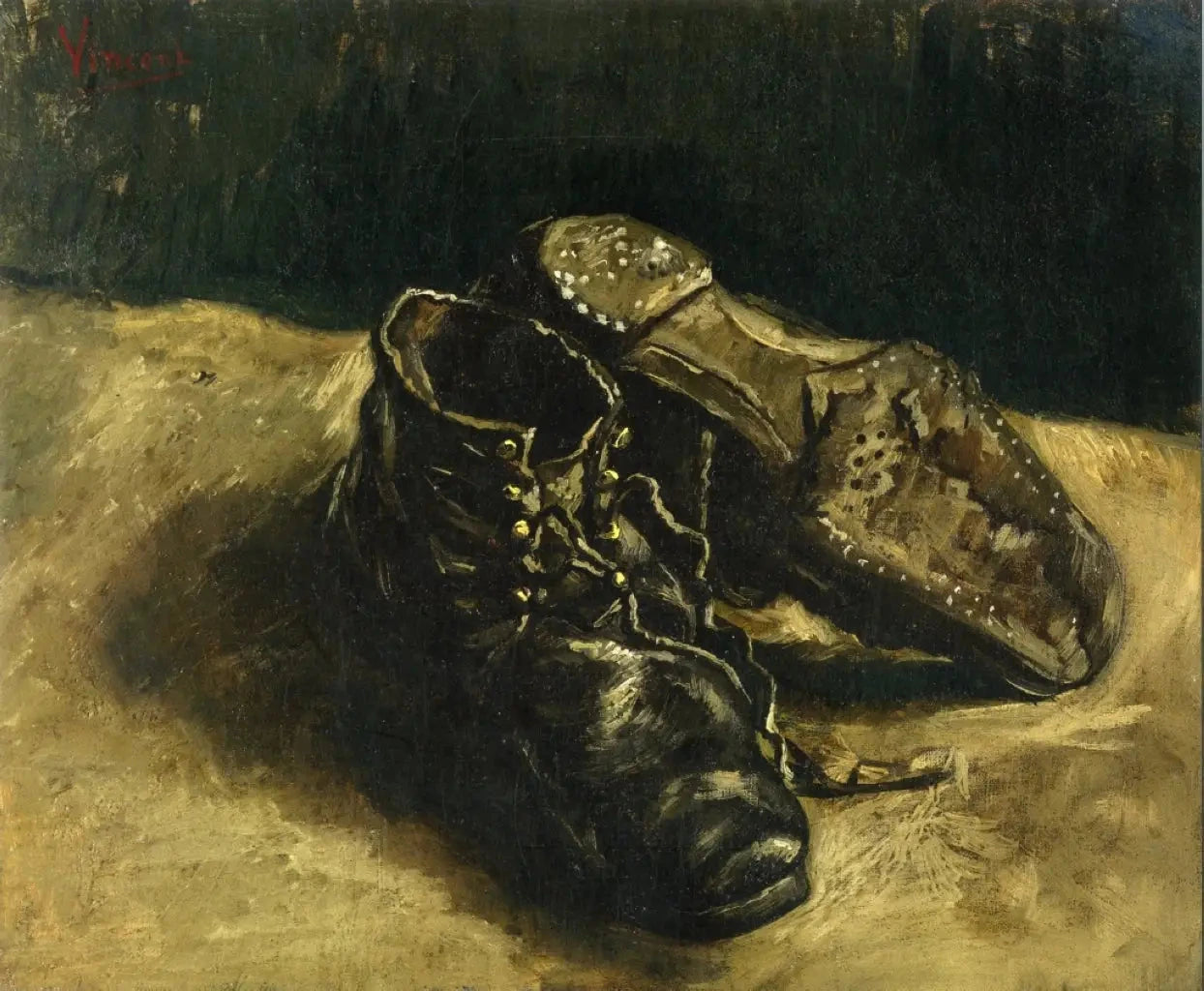 Une paire de chaussures F332a de Vincent van Gogh, nature morte parisienne