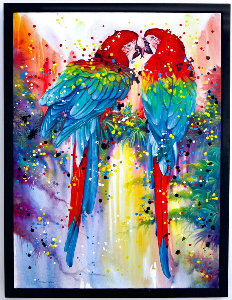คู่ของนกแก้วสีแดง | 90X120ซม.