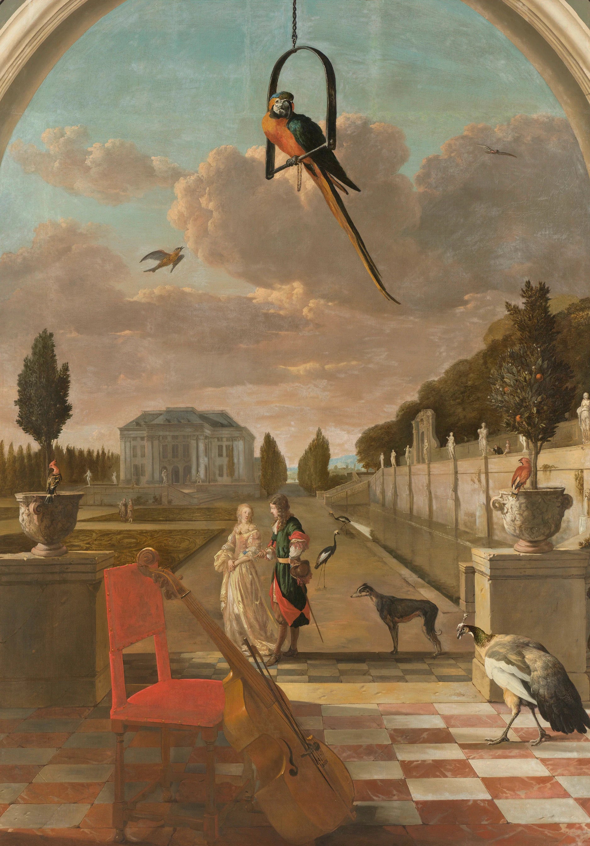 Parc avec maison de campagne - Jan Weenix